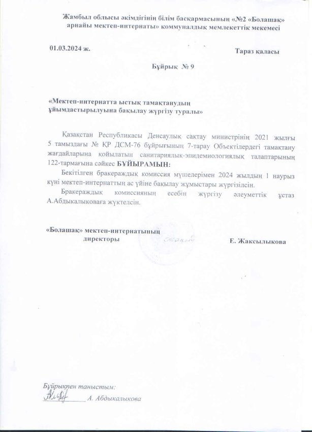 Тамақтану сапасын бақылау
